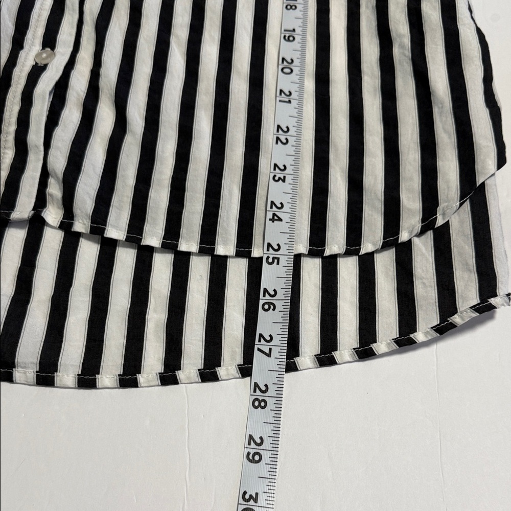 Jane and Delancey Black and White Striped Button Down Shirt Rayon Blend Large - Picture 12 of 12